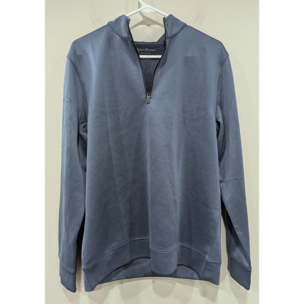 Hickey Freeman Blue Long Sleeve Quarter Zip Pullover Size Medium